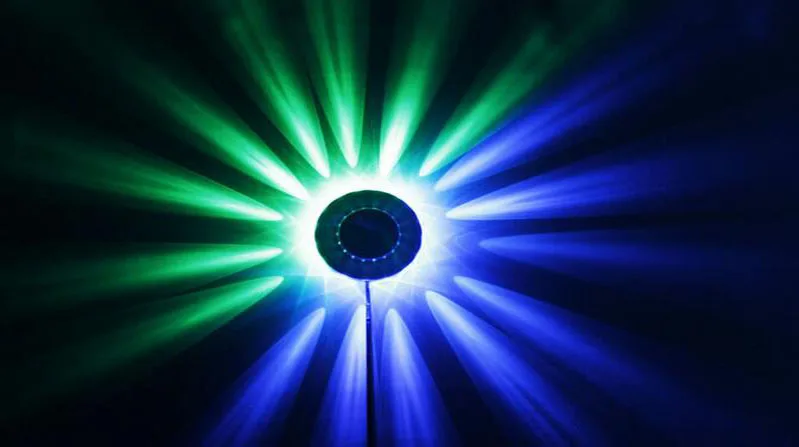 Светодиодный НЛО Портативный лазерный сценический свет 9 Вт RGB 48 Светодиодный s Звук Активированный Подсолнух светодиодный светильник