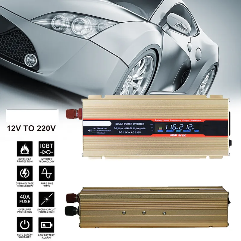 

Vehemo 2500W High Performance Aluminium Alloy Car Inverter Power Inverter Automobile Refrigerator DC12V To AC220V Transformer