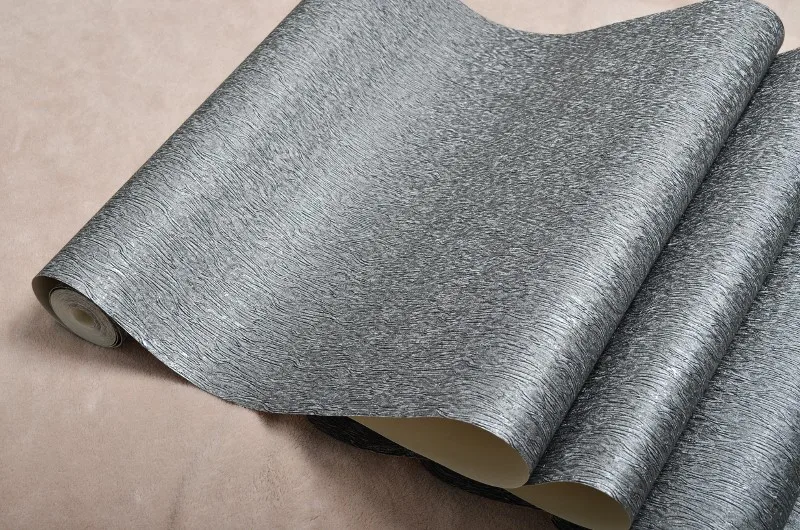 Silver Grey Black Metallic Textured Wallpaper Roll Gray Modern Striped