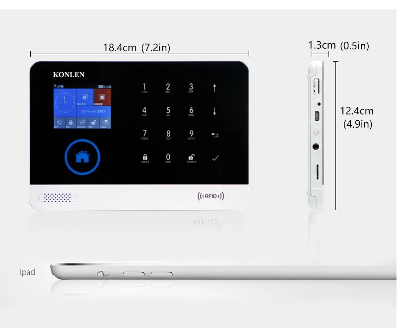 KONLEN Домашняя безопасность wifi GSM сигнализация комплекты беспроводной сирена детектор дыма PIR датчик окна Дверной звонок RFID пульт дистанционного управления