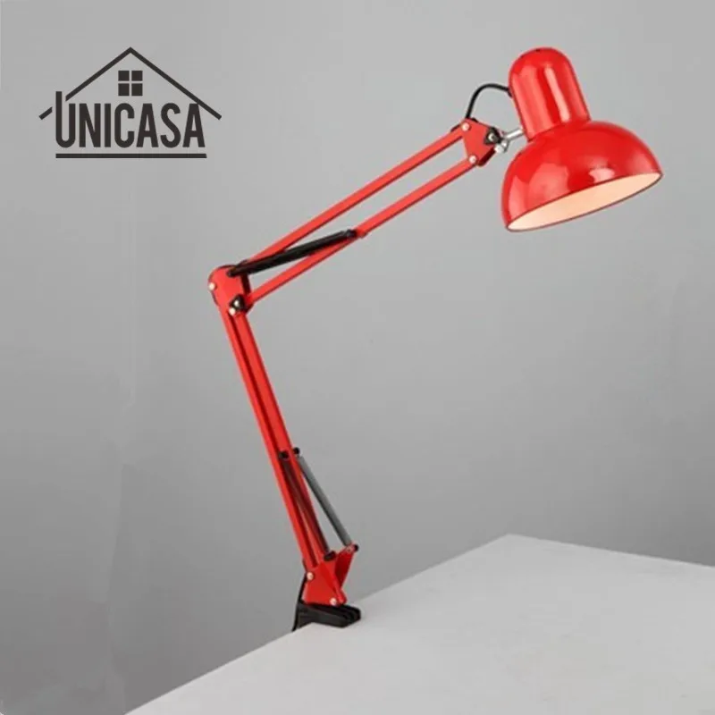 

Adjustable Clip Table Lights Bedside Desktop Table Lamp Bedroom Red Desk Lamps Office Light Libraly Porch Industrial Lighting