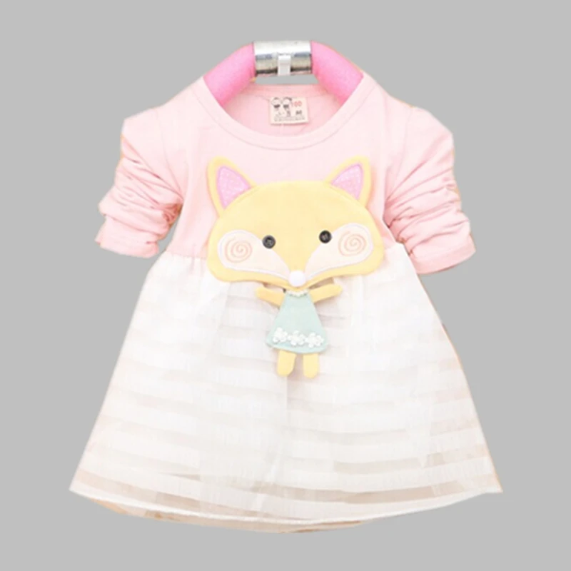 

2018 Spring Girls long-sleeved t-shirt Girls baby dress kids clothing dress chiffon A154 -A161
