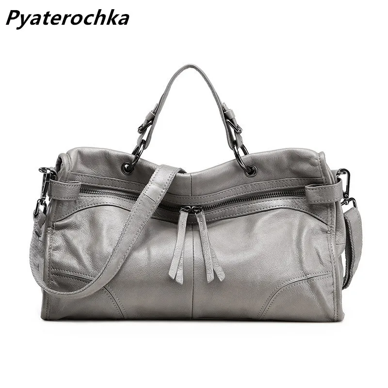 

Pyaterochka Women's Satchel Handbags 2018 New Real Cow Leather Shoulder Crossbody Bags Ladies Korean Style Moto&Biker Large Tote