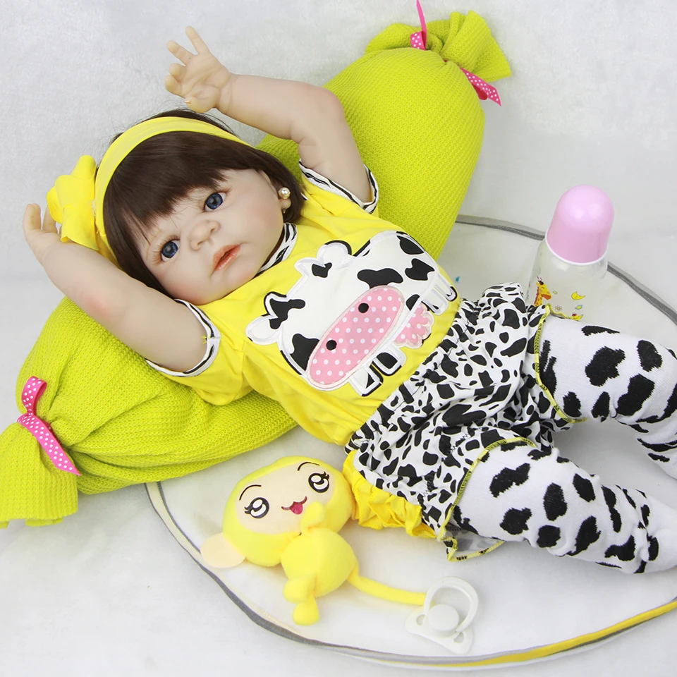 23 ''Реалистичного Reborn Детские куклы белая кожа младенцев кукла полное тело виниловых так действительно девушка модель куклы для малышей bebe игрушки подарки