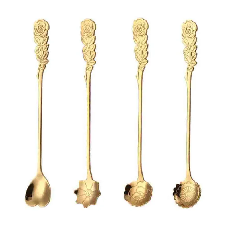 2019New arrival Dinnerware Sets Stainless Coffee Spoon Flower Shape Dessert Ice Cream Candy Tea Spoon #4A04 (4)