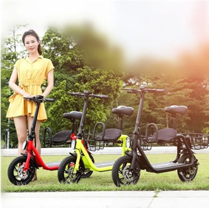 Flash Deal Daibot Adult Electric Scooter Car Two Wheel Electric Scooters With Child Seat 12 Inch 350W 36V Portable Electric Bike Two Seater 5