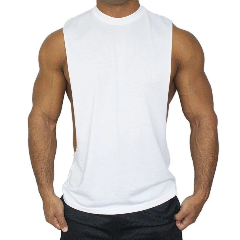 

SKDK 1PC Men Running Vest Cotton Sweat Tank Tops Bodybuilding Stringer Tank Fitness Crossfit Vest Men Workout Undershirt Tanks