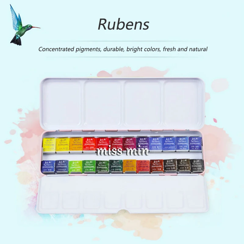Rubens твердый акварельный набор пигментов свежий портативный Утюг коробка акварельные пигменты 12 цветов 24 цвета 48 цветов