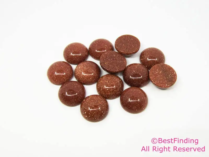 

8mm 10mm 12mm Gold sand cabochon Round natural stone flat back