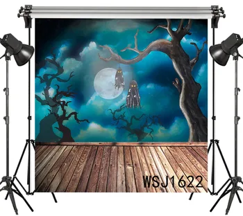 

LB Polyester & Vinyl Halloween Night Ghost Hanging On The Dead Tree Foggy Backgrounds For Photo Studio Photography Backdrops