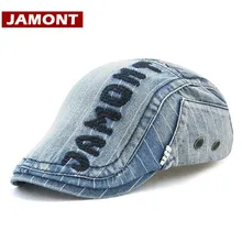 [JAMONT] брендовая шляпа козырек для мужчин и женщин шапки береты Вышивка джинсы для влюбленных козырек унисекс плоская кепка s повседневные кепки от солнца колпачки
