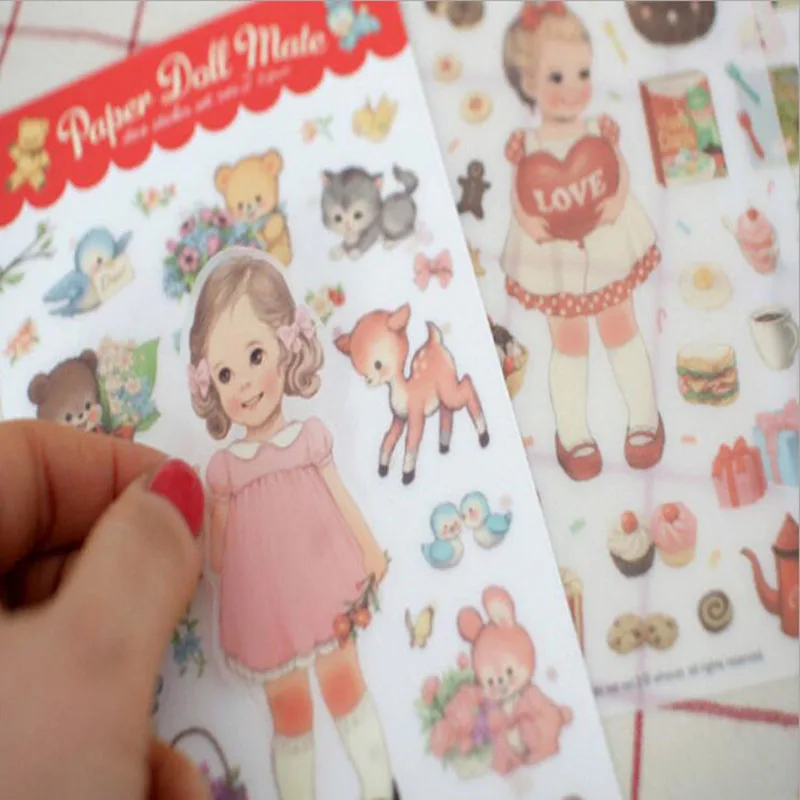 

6 pcs/set Curly Doll Dress Up Cute Little Girl Sticker Note Doll Diary Album Decorative Paper Sticker DIY Sticker