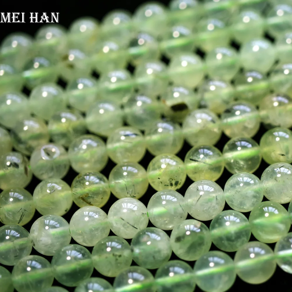 

Meihan wholesale (2 strands/set) 8mm+-0.2 natural prehnitee green grape smooth round crystal beads for jewelry making