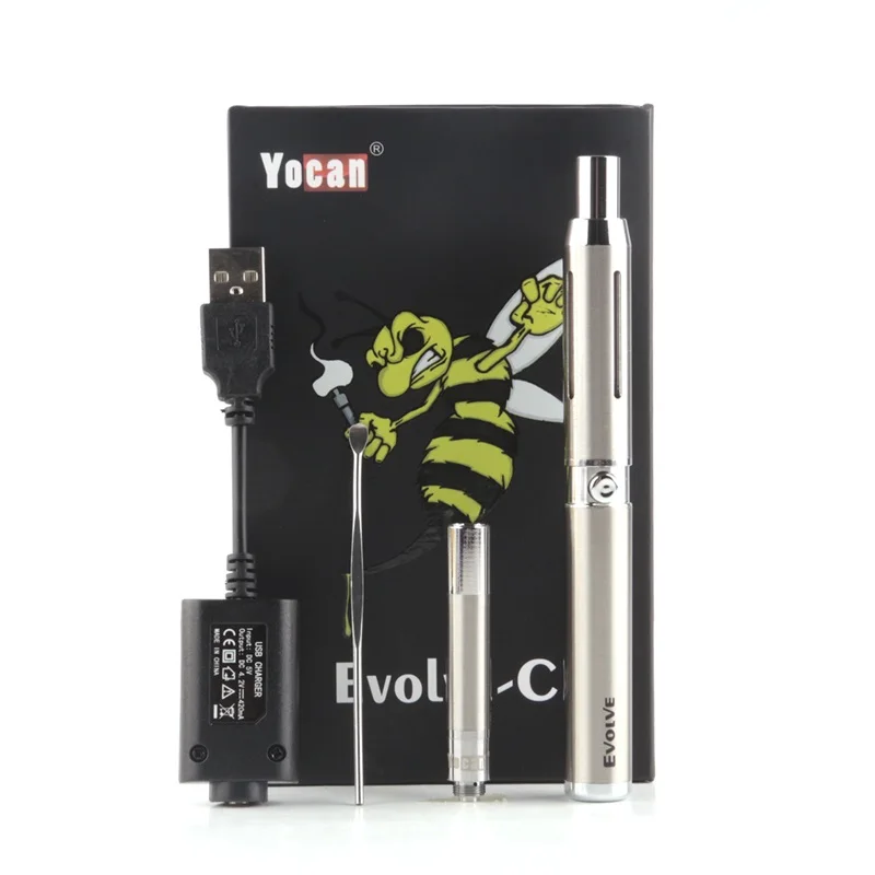 

Original Yocan Evolve-C Kit 1.0ohm Wax Atomzier 650mah Battery Quartz Coil E Cigarette Vape Pen Kit