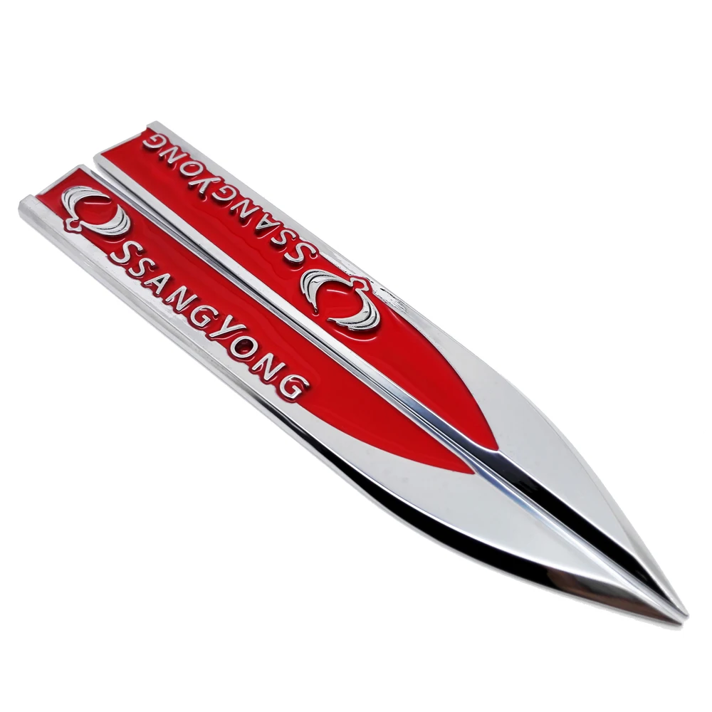 

Metal Car Fender Side Badge Sticker Emblem Decal For Ssangyong ActYon Tivolan Korando Rodius Chairman Rexton 2 Kyron tivoli