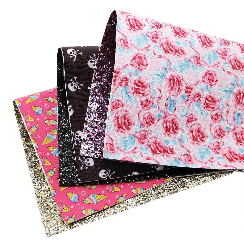 

New 20*34cm Double Side Printed Synthetic Leather For Bow-knot bags Wallet Phone Cover Sewing Craft DIY,1Yc3740
