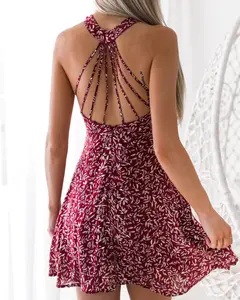ITFABS Women's Casual Backless Sleeveless Halter Neck Summer Dress
