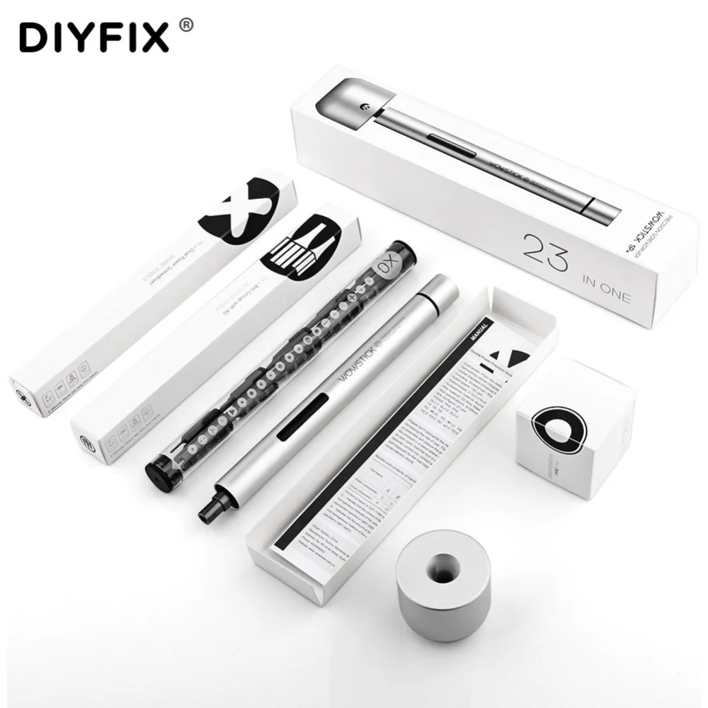 DIYFIX 1P + мини Аккумуляторный Электрический Отвертка наборы с базой 20 шт бит