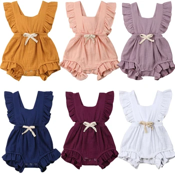 

2019 New Style Infant Newborn Baby Girls Ruffle Rompers One-Pieces Cotton Baby Girl Summer Sleeveless Romper Jumpsuit Sunsuit