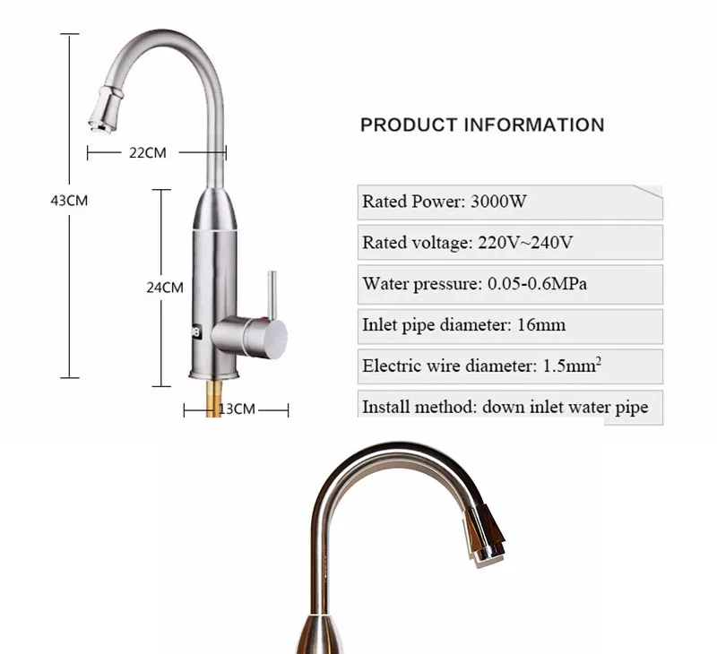 Нержавеющая сталь Instand водонагреватель кран Кухня воды кран с нагревом Torneira Электрический Calentador De Agua portátil KY-5C-3X (DT)