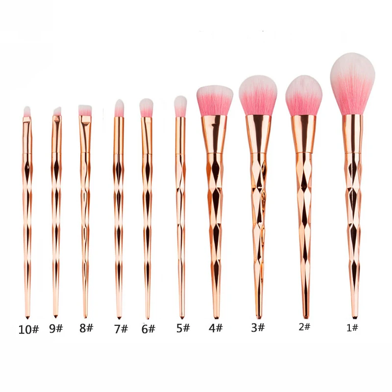 

Makeup Brushes Cosmetic Eye Shadow Foundation Powder Lip Brush Blending Concealer Blush Rose Gold Diamond Beauty Make Up Tool
