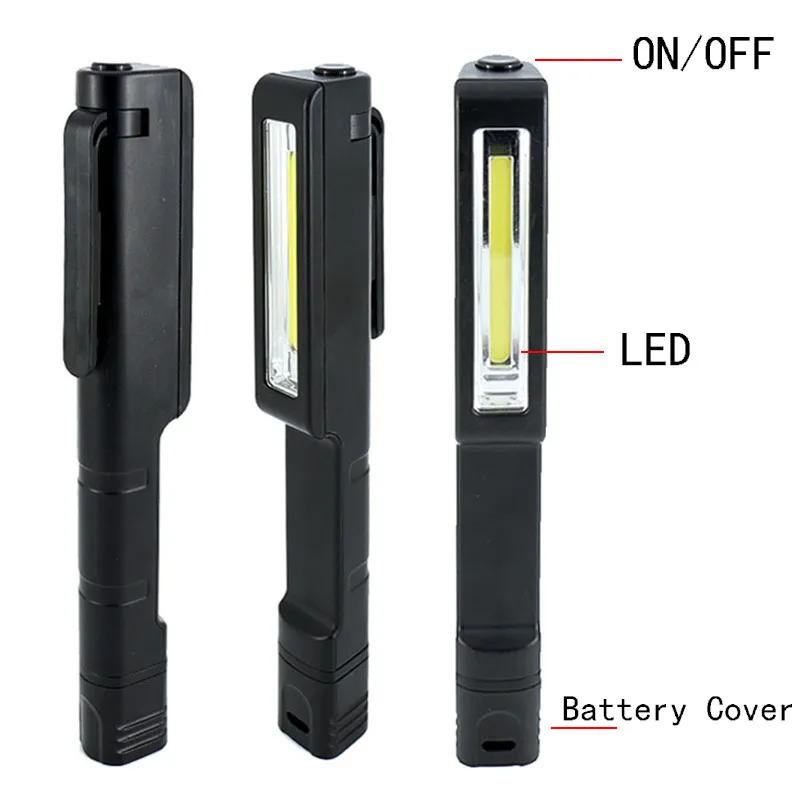 

Multifunction COB LED Mini Pen Light Handle Work Inspection Flashlight Torch Lamp With the Bottom Magnet and Clip Black/Red/Blue