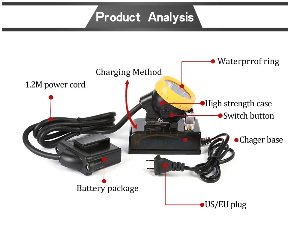 Conduziu a Lâmpada Bateria de Mineração Lâmpada de Tampão de Mineração Prova de Explosão 1 plus 2 10 Pcs e lotsafety Mineiro Kl6m h 18650 Farol Farol à Prova d' Água à 5 Faróis de LED