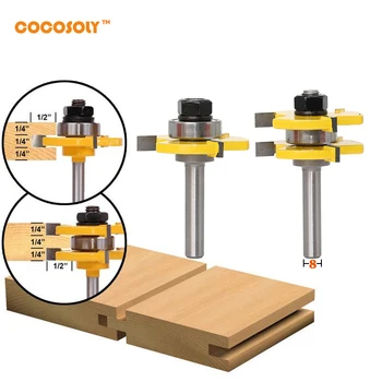 

2 Bit Tongue and Groove Router Bit Set Wood Milling Cutter -8mm Shank