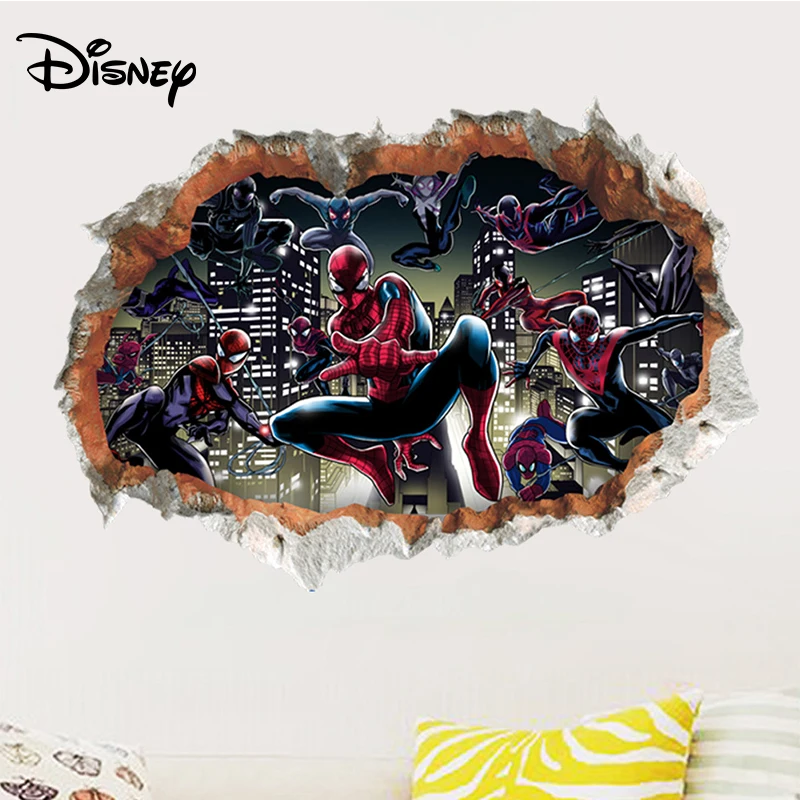 Disney 3d стерео наклейка Marvel hero Spider-man сломанные наклейки для украшения стен