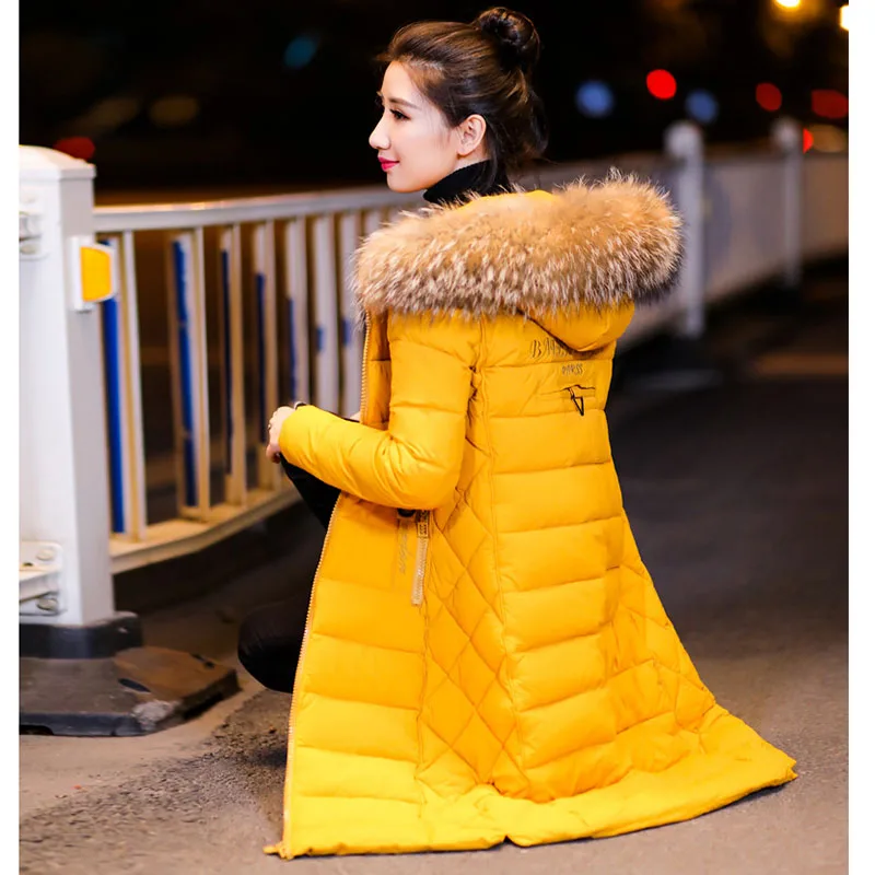 Зимняя женская модная Длинная толстовка с капюшоном больших размеров 3XL, Длинные парки с большим меховым воротником, хлопковые куртки, теплая плотная верхняя одежда для женщин