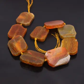

15.5"strand Orange Dragon Veins Agates Rectangle Slab Loose Beads,Natural Crack Onxy Rectangular Slice Pendants jewelry Charms