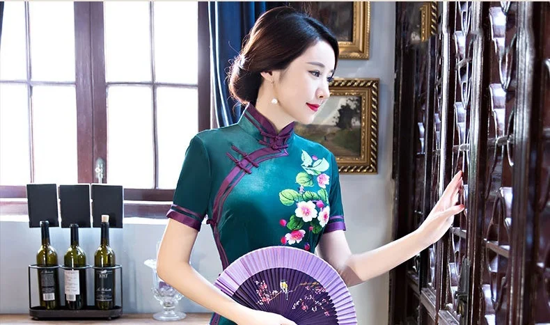 Cheongsam qipao платье для женщин длинное винтажное традиционное современное официальное китайское платье Дамское размера плюс с вышивкой стиль красный