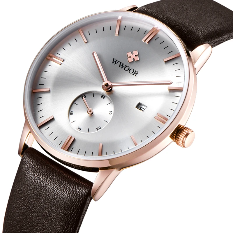 Luxury Brand Ultra thin Date Genuine Leather Men s Quartz Watch Rose Gold Casual Sports Watches
