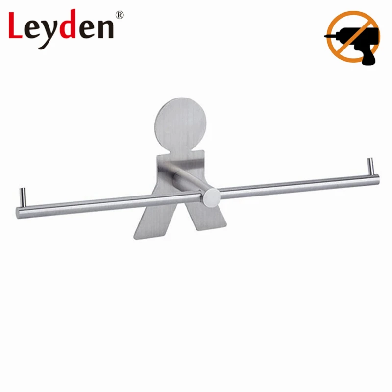 Us 15 0 45 Off Leyden Double Toilet Paper Holder Towel Hook Cloth Hanger Stainless Steel Bathroom 3m Adhesive Brushed Nickel Bathroom Accessory In