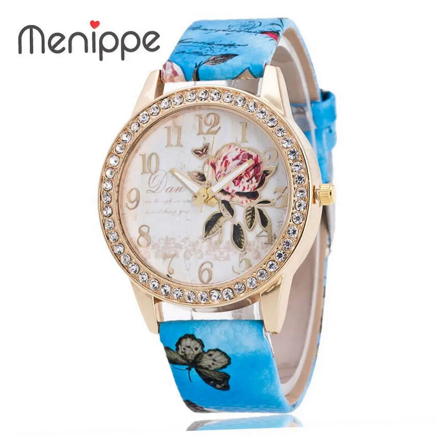 

Rural restoring ancient way and the peony flower pattern The European and American style set auger belt ladies watch Hot Selling