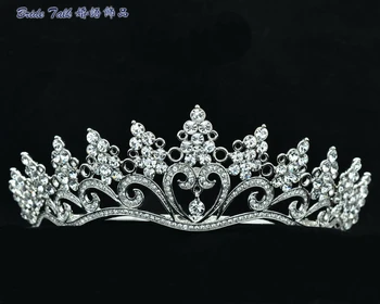 

High Quality Wedding Tiara Hair Accessories Quinceanera Tiaras and Crowns Heart Flower Bridesmaid Austrian Crystals SHA8571