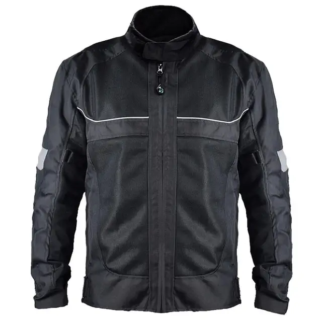Summer Black Reflective Motorcycle Jacket Protective Men Motorbike