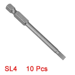 Uxcell Лидер продаж 10 шт. 75 мм 1/4 "Шестигранным хвостовиком SL4 Магнитная шлицевая отвертка Биты S2 высоколегированной Сталь