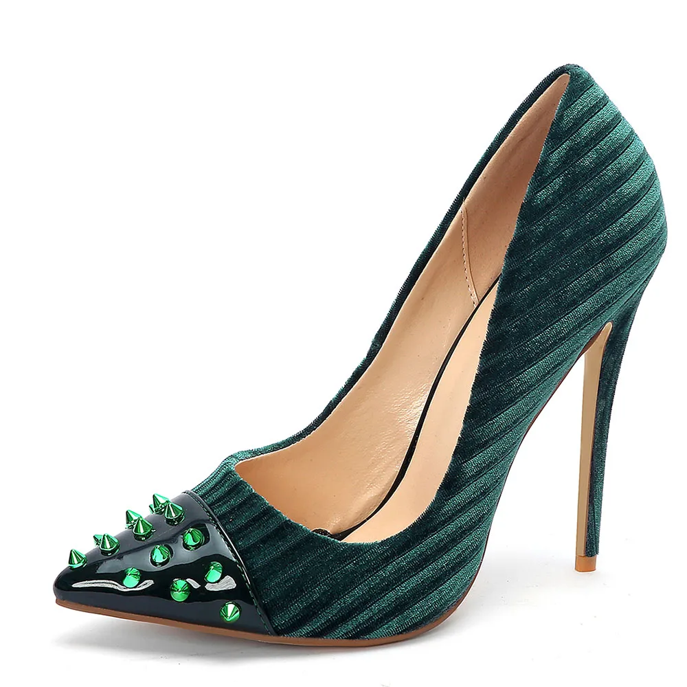 

LEEPO Shoes Women High Heels Luxury Designers Extreme High Heels Woman Large Size Stilettos Ladies Green Party Pointed Toe Pumps