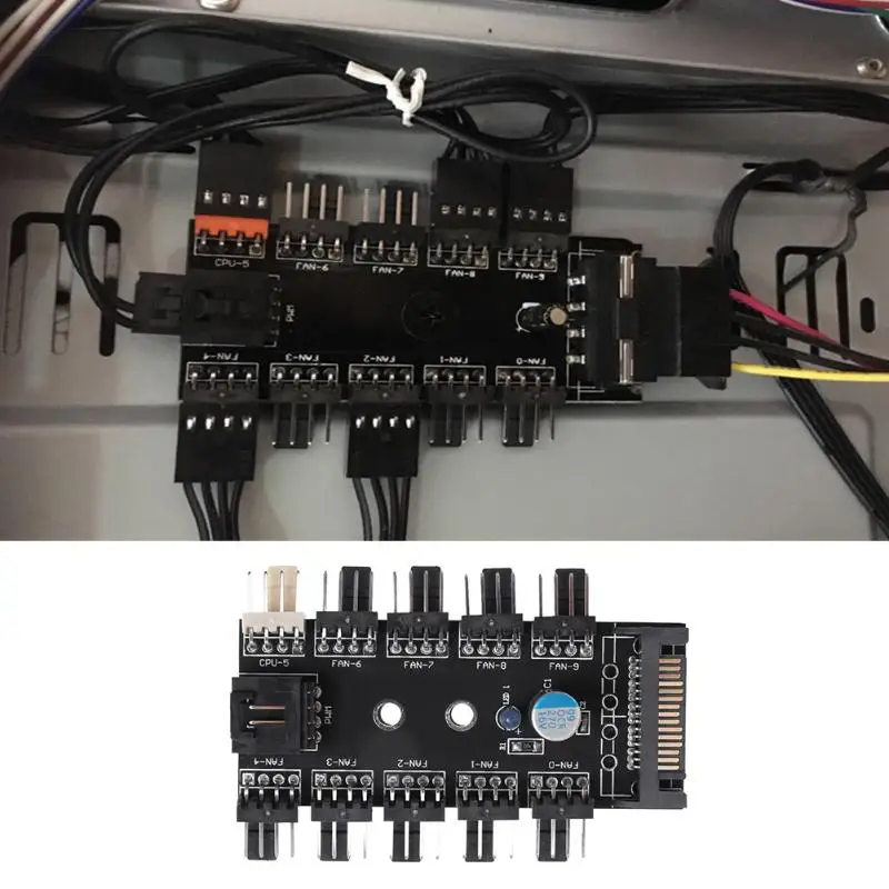 Новый SATA порт для 10 способов 12 В 3/4 Pin ЦП кулер охлаждения разветвитель
