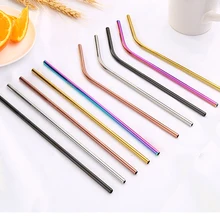 Красочные соломинки из нержавеющей стали прямой и изогнутый многоразовый фильтр с щеткой DIY Чай Кофе Инструменты вечерние бар аксессуары