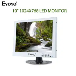 Eyoyo 10 "LED Мониторы 1024x768 с BNC VGA AV аудио-видео Вход для видеонаблюдения DVD DVR PC встроенный Двойной Громкоговорители 300cd/m2 белый