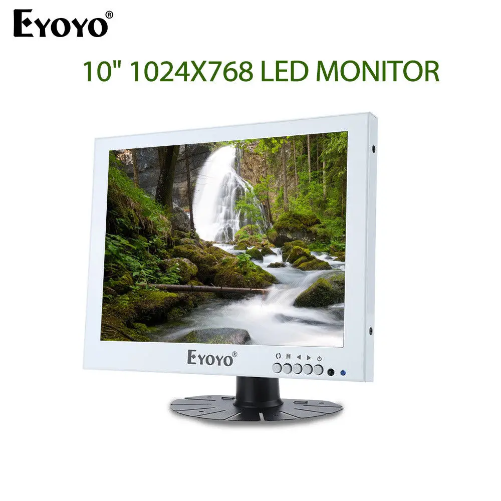 

EYOYO 10" LED Monitor 1024X768 With BNC VGA AV Video Audio Input For CCTV DVD DVR PC Built-in Dual Loudspeakers 300cd/m2 White