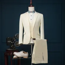 Индивидуальные Бежевый Жених Смокинги для женихов Slim Fit Мужская Свадьба Пром Костюмы 3 предмета дружки износ Best человек костюм мужской костюм