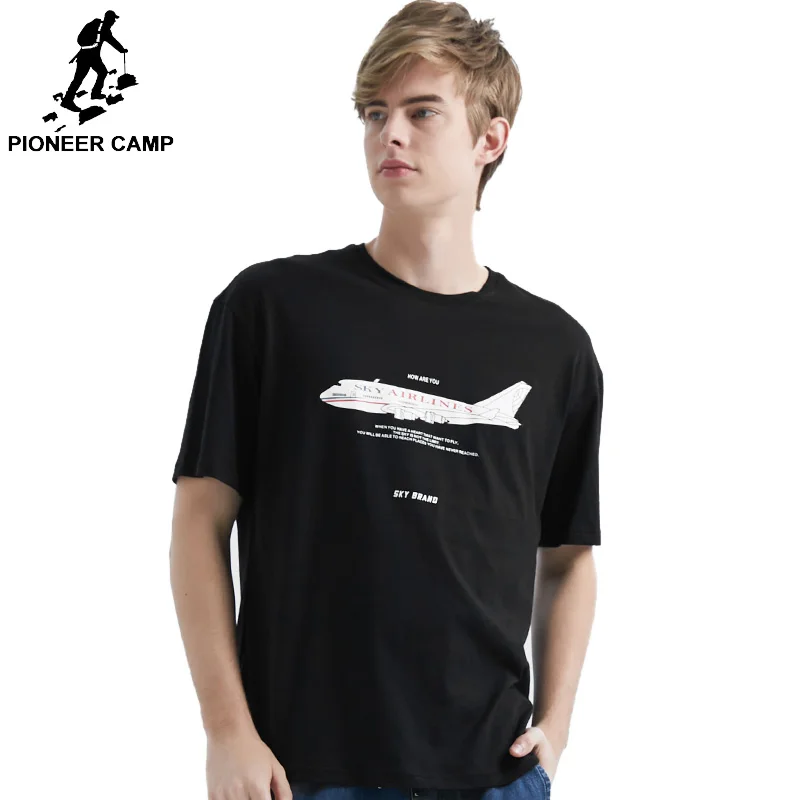 Мужская футболка Pioneer Camp Planes забавная с круглым вырезом Повседневная высокого