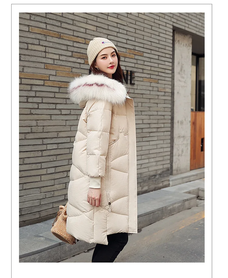 Thick Jacket Big fur collar Women's New Korean Version Big Fur Collar Medium-long Knee Size Thickened Jacket 1961