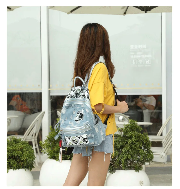 IPinee джинсовый женский школьный рюкзак для девочек-подростков, женский рюкзак Mochila Feminina Mujer, рюкзак для ноутбука, дорожная сумка Sac A Dos