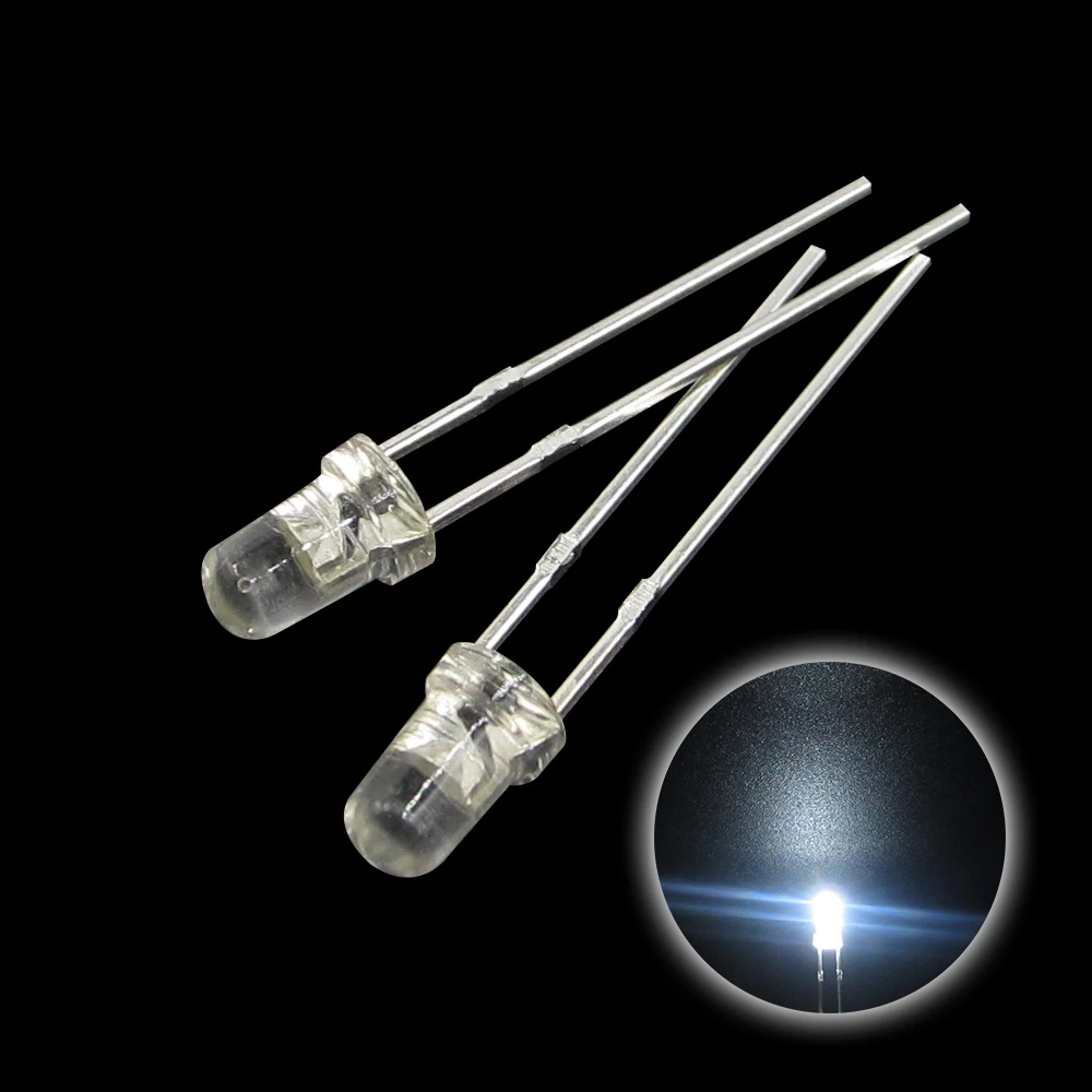 

100pcs 3mm white red yellow blue green Light-emitting diode Super Bright Light Bulb Led Lamp New Round random color