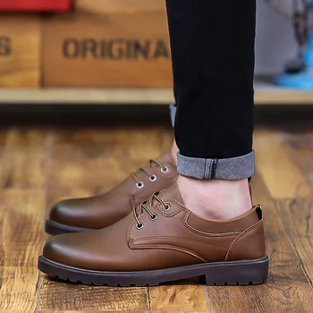 

Men's casual shoes spring and autumn PU new business men's boots breathable driving vulcanized shoes men's sports shoes 56