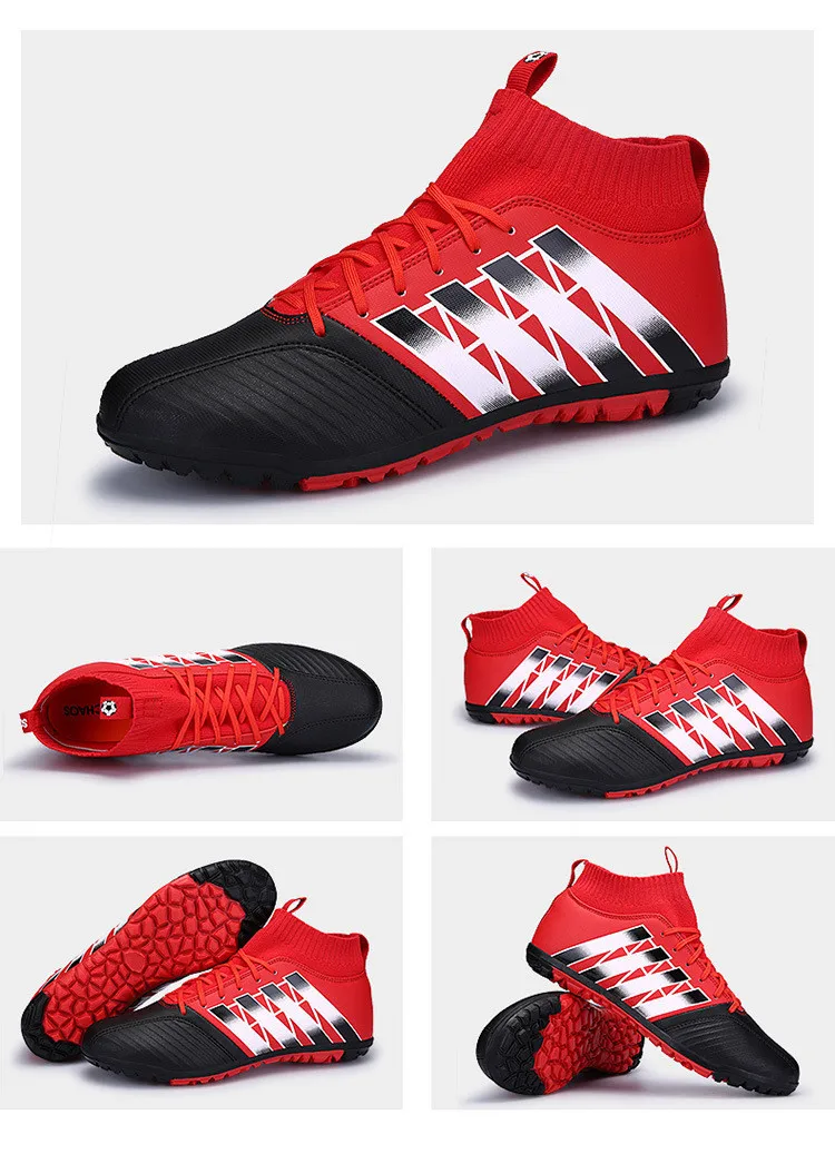zhenzu Eur size 35-44 Men Kids Superfly Original High Ankle Football Boots Turf Cheap Indoor Soccer Shoes Sneakers voetbal 1